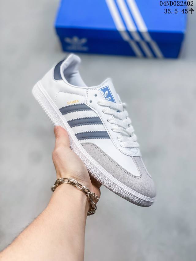 阿迪达斯三叶草adidas Originals Samba Vegan Og Spd 桑巴舞系列绅士德训足球风百搭低帮休闲运动板鞋 货号 Ig1024 尺码 3