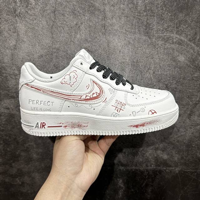 公司级 Nike Air Force 1 Low 07 二次元 艺术涂鸦 白红 原楦头原纸板 打造纯正低帮空军版型 专注外贸渠道 全掌内置蜂窝气垫 原盒配件 原