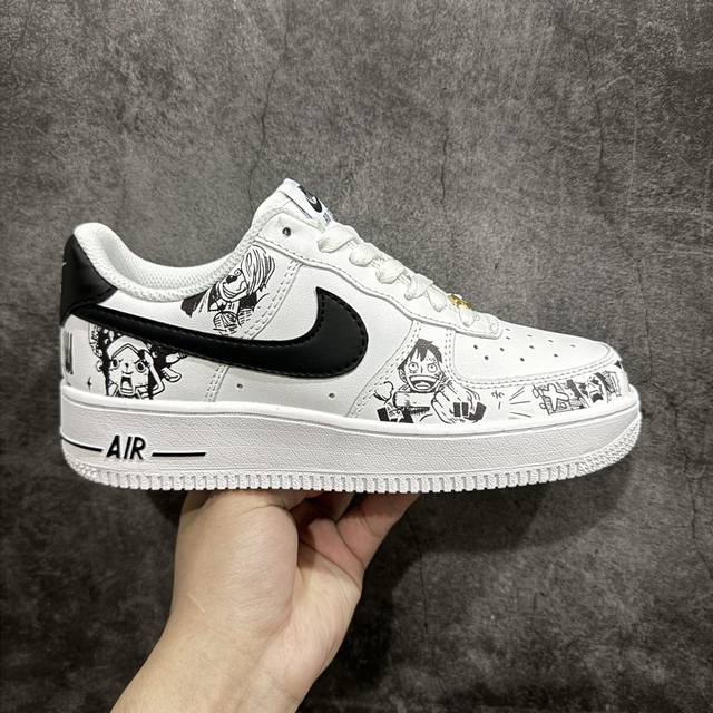 公司级 Nike Air Force 1 Low 07 定制海贼王涂鸦 原楦头原纸板 打造纯正低帮空军版型 专注外贸渠道 全掌内置蜂窝气垫 原盒配件 原厂中底钢