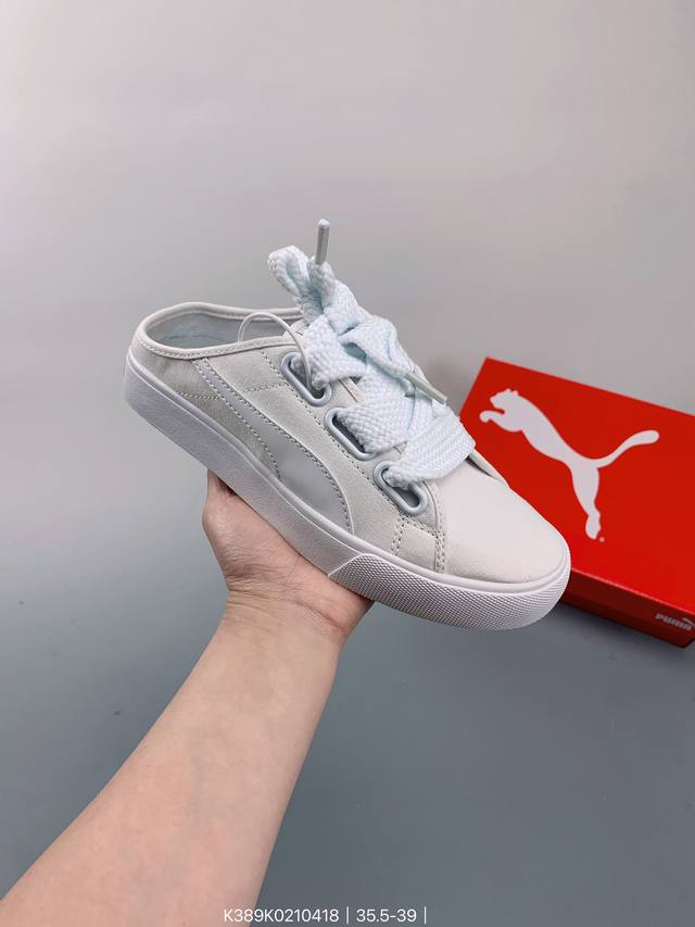 Puma Bari Mule 夏季单品 彪马puma Bari Mule 一脚蹬休闲黑白蝴蝶结帆布鞋半拖板鞋 Size：如图 编码：K389K0210418