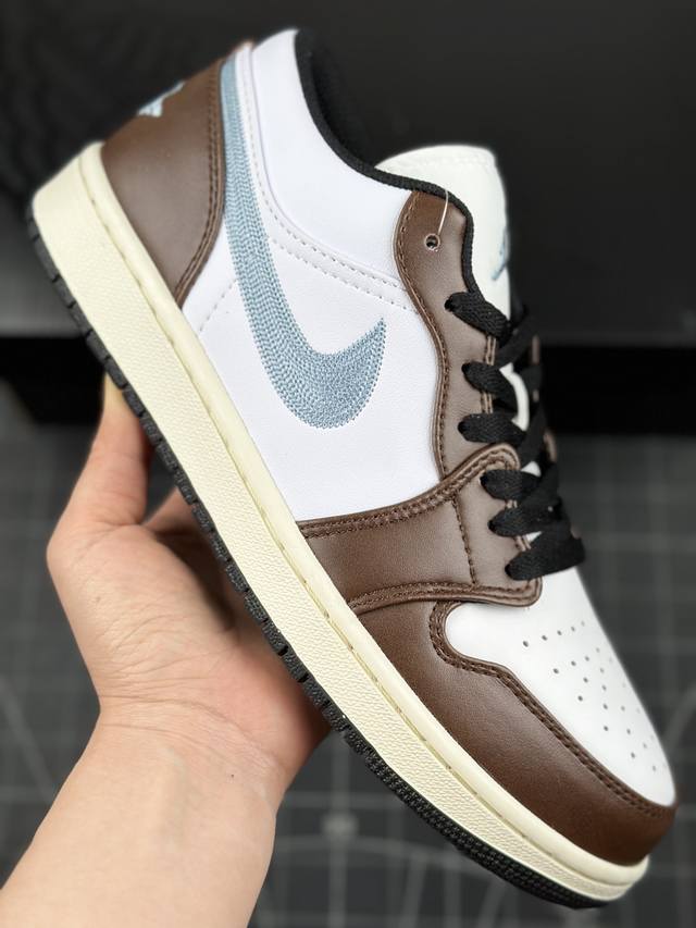 核心私 公司级摩卡纷至沓来,耐克nike Air Jordan 1 Low Gs”Mocha Blue Gray”Aj1乔丹一代低帮经典复古文化休闲运动篮球鞋“