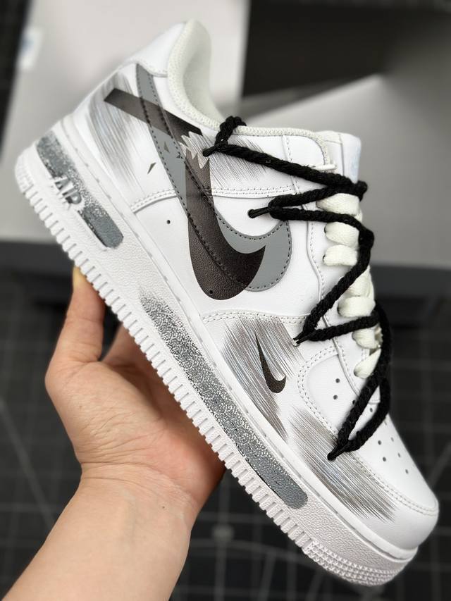 核心私 官方爆款定制 二次元主题 Nike Air Force 1 Low’07 断勾 喷绘 空军一号绑带低帮休闲板鞋 定制皮料 原厂3D打印 定制鞋盒 原楦原