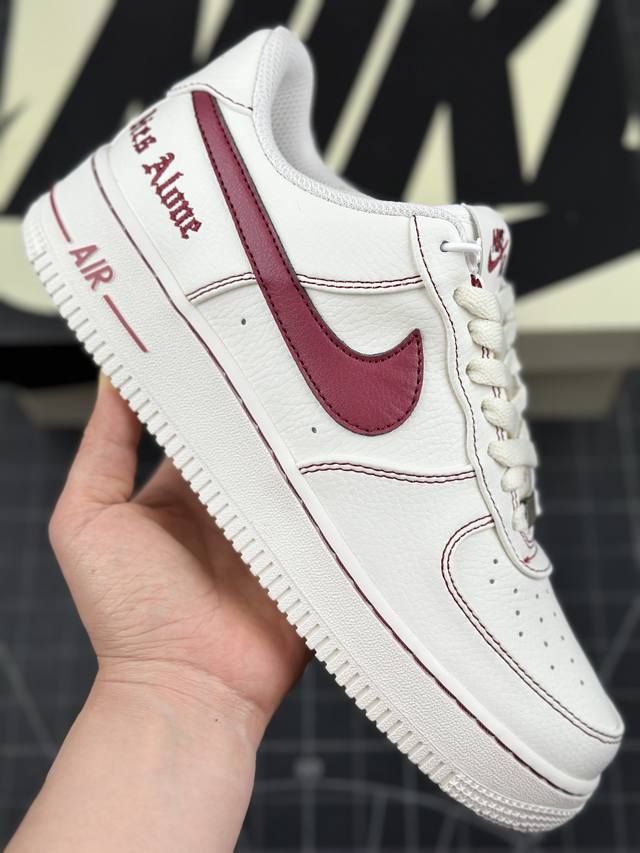 核心私 Vlone X Nk Air Force 1'07 Low 联名酒红 空军一号低帮休闲版鞋 #原鞋开发 定制皮料 原楦头原纸板 纯正空军版型 内置全掌气