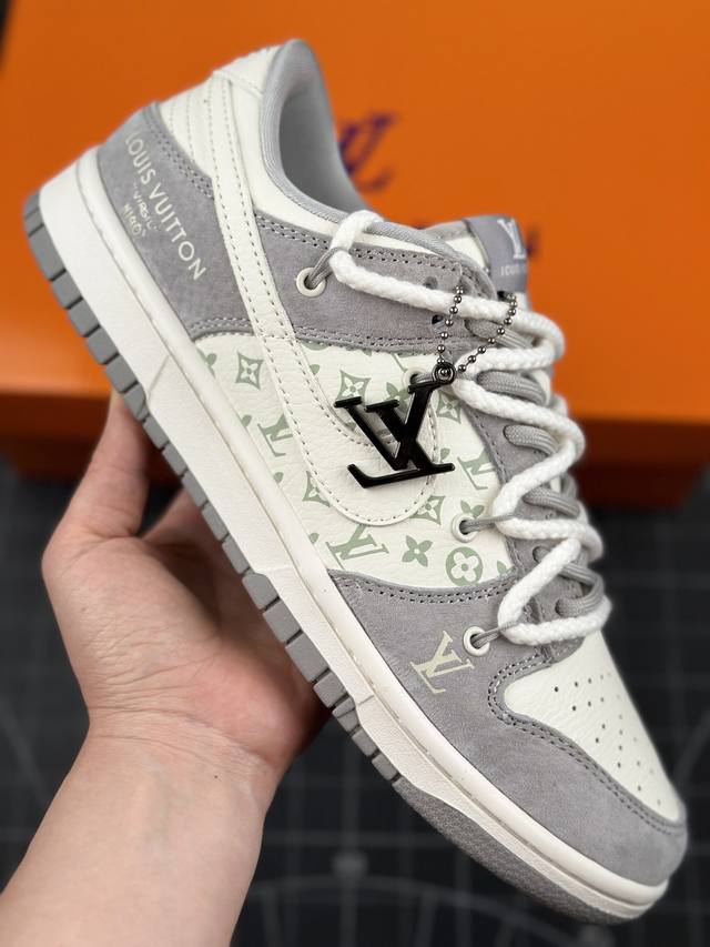 核心私 Nk Sb Dunk Low Lv联名-米灰绑带猪八 周年高端定制 低帮休闲板鞋 头层牛皮与进口猪八革的搭配，上等的面料加上工匠级的缝纫，设计风格比较潮