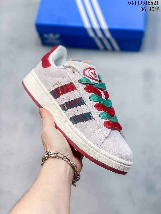 真标adidas 阿迪达斯 Campus Bold 00S 三叶草校园休闲板鞋 经典白搭情侣板鞋 04Jjd315A21