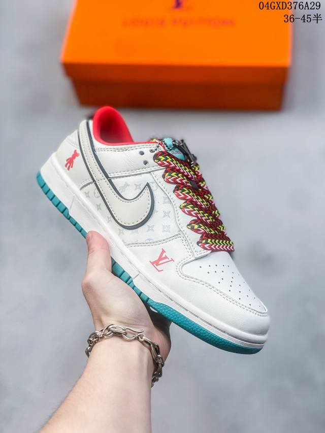 海外爆款限量发售！公司级 Nike Sb Dunk Low“Lv联名 米白暴力熊” 夜光 周年高端定制 低帮休闲板鞋 定制鞋盒 大厂纯原品质出货 超高清洁度 皮