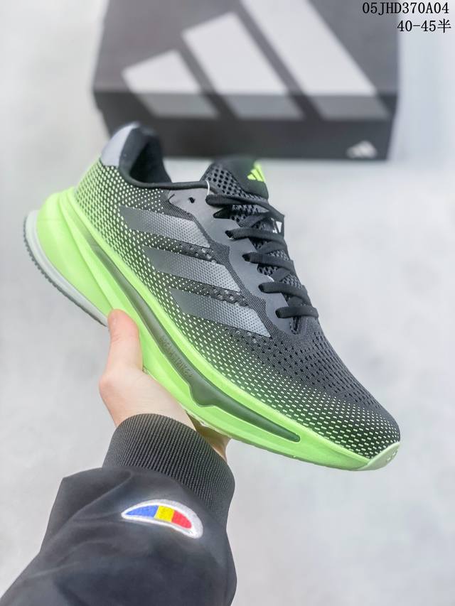 阿迪达斯adidas Supernova Rise M 超新星增强系列低帮轻量透气休闲运动慢跑鞋“网织黑荧光绿”Ig5846 尺码：40 40 41 42 42