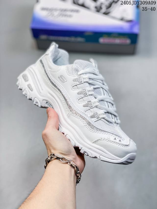 斯凯奇skechers Dlires 运动休闲跑鞋 官方同步上架 防撞鞋头设计 有效缓解正面撞击和挤压 保护足尖 提升动感 鞋带孔的tpu片可以提供跑步时所需的