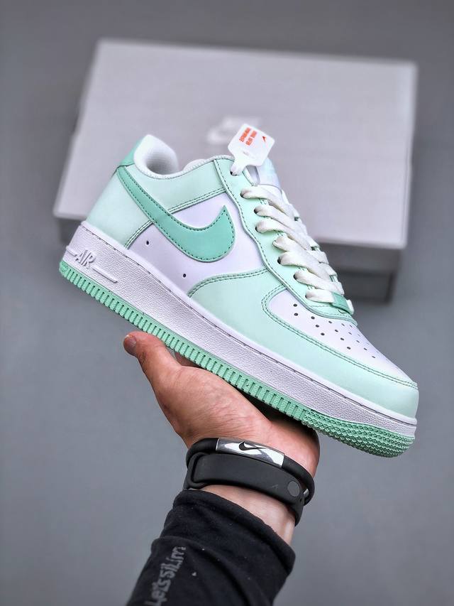 K Nike Air Force 1 Low 蒂芙尼白绿 空军一号低帮运动休闲板鞋 原楦头原纸板 打造纯正空军版型 专注外贸渠道 全掌内置蜂窝气垫 原盒配件 原