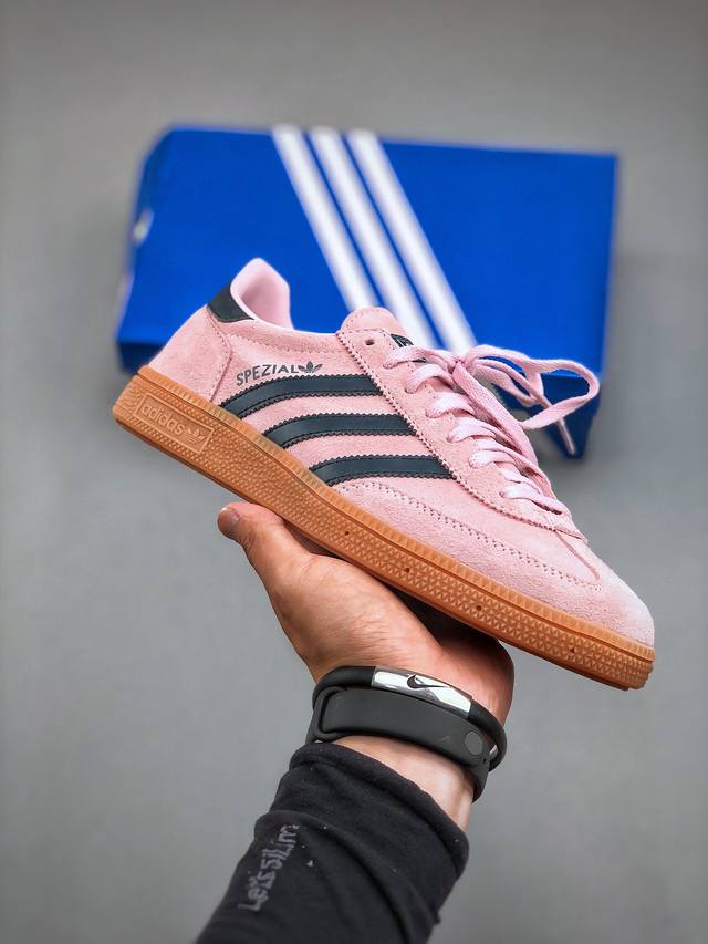 Adidas Originals Handball Spzl 手球运动员系列百搭休闲运动板鞋“翻毛脏粉藏蓝生胶底”If6561 尺码：35-44 半