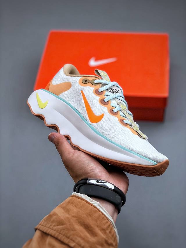 波浪鞋 ，耐克nike Motiva Pale Ivory Amber Brown 莫提瓦系列低帮轻量减震回弹休闲运动慢跑鞋“象牙白浅蓝橙” 原楦原纸版开发版型