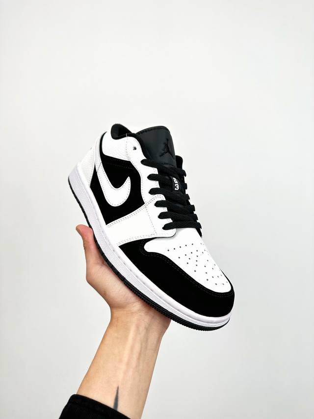 终端放货 B版 头层最高工艺nike Air Jordan 1 Low 黑粉白无原鞋不开发 原厂内置气垫魔块 A模大底 头层小牛皮 鞋舌aj原厂专用牛津布+Aj