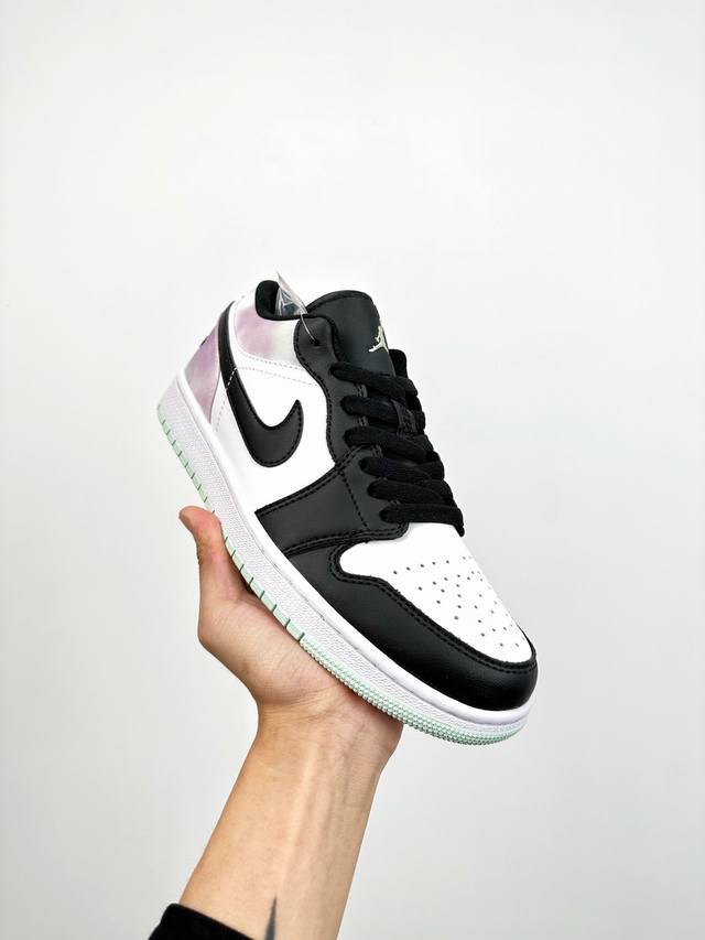 终端放货 B版 头层最高工艺nike Air Jordan 1 Low 黑粉白无原鞋不开发 原厂内置气垫魔块 A模大底 头层小牛皮 鞋舌aj原厂专用牛津布+Aj