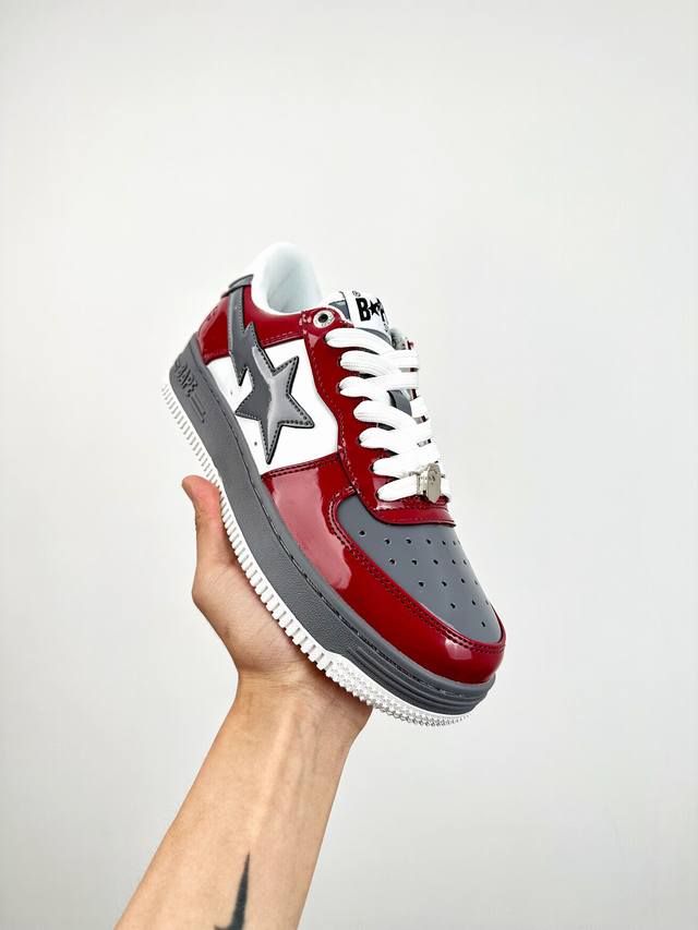 终端放货 Bape X Air Force 1 Sta Low 灰白漆皮 空军一号低帮经典百搭休闲运动板鞋 独家私模 经典猿人头设计 纯正版型 海玻璃鞋垫 内置