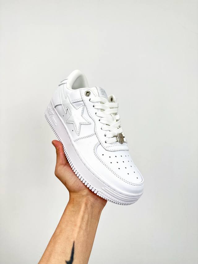 终端放货 Bape X Air Force 1 Sta Low 灰白漆皮 空军一号低帮经典百搭休闲运动板鞋 独家私模 经典猿人头设计 纯正版型 海玻璃鞋垫 内置