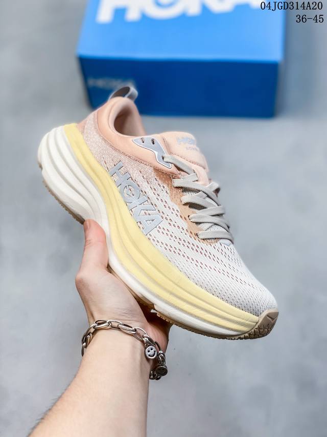 Hoka One One W Bondi 8 低帮跑步鞋 Bondi在本季向前迈出了大胆的一步，采用更柔软、更轻的泡沫和全新，的加长后跟几何形状进行了重新设计。