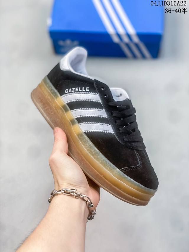 公司级阿迪达斯adidas Originals Gazelle Bold W 羚羊松糕系列复古百搭厚底增高低帮休闲运动板鞋 紫色生胶底” 04Jjd315A22