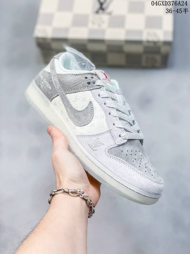 海外爆款限量发售！公司级 Nike Sb Dunk Low“Lv联名 米灰水晶底” 夜光 周年高端定制 低帮休闲板鞋 定制鞋盒 大厂纯原品质出货 超高清洁度 皮