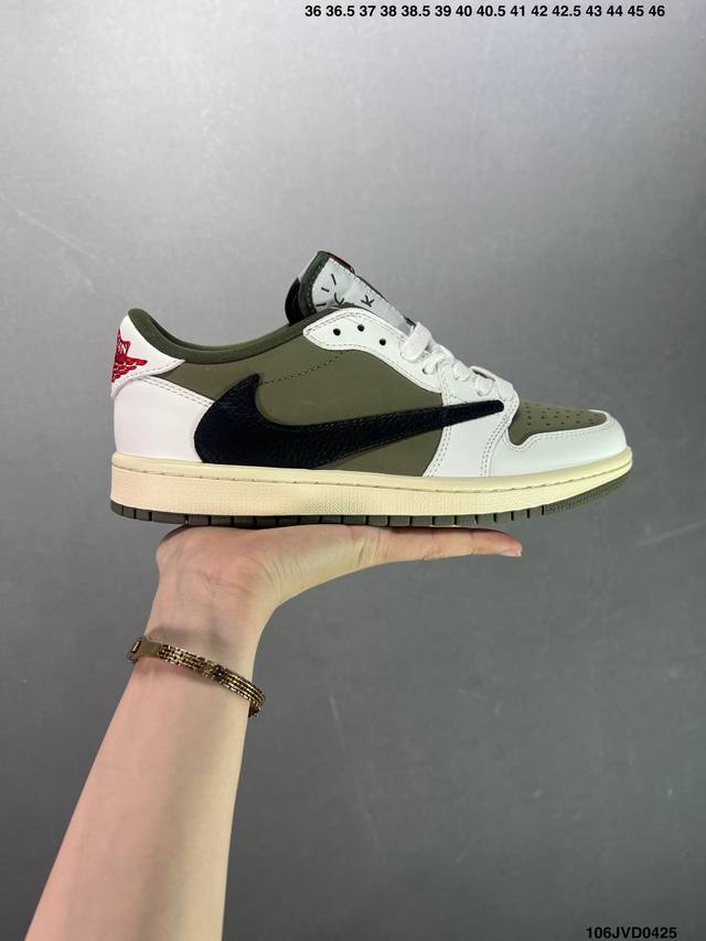 公司级aj1倒勾travis Scott X Air Jordan 1 ” Reverse Mocha “ Aj1乔1 Ts 闪电 联名倒钩 低帮文化篮球鞋 完