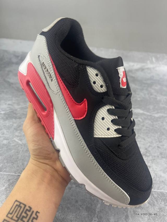 普通 二层皮 耐克男鞋nike Air Max 90黑白气垫缓震低帮运动鞋休闲跑步鞋女鞋