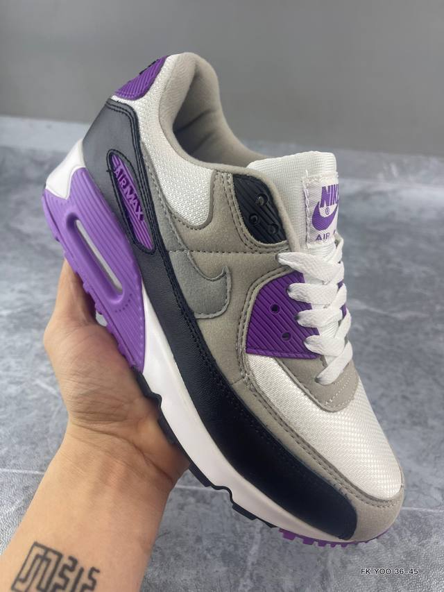 普通 二层皮 耐克男鞋nike Air Max 90黑白气垫缓震低帮运动鞋休闲跑步鞋女鞋