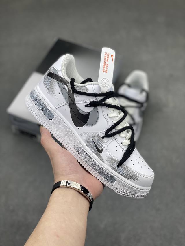 Nike Air Force 1 Low 07 手绘 断裂时空 三钩阴影 结构 水泥灰 原楦头原纸板 打造纯正低帮空军版型 专注外贸渠道 全掌内置蜂窝气垫 原盒