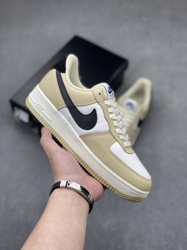 独家订单 直击底价 长期补货 Nike Air Force 1 '07 Low 空军一号低帮休闲板鞋 “米卡其黑勾” 原楦头原纸板 清洁度完美 全掌内置蜂窝气垫