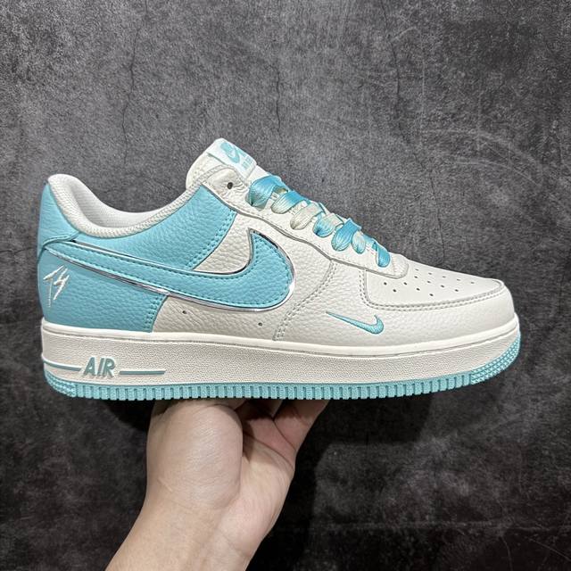 公司级 Nike Air Force 1 Low 07 X Travis Scott 白蓝 原楦头原纸板 打造纯正低帮空军版型 专注外贸渠道 全掌内置蜂窝气垫