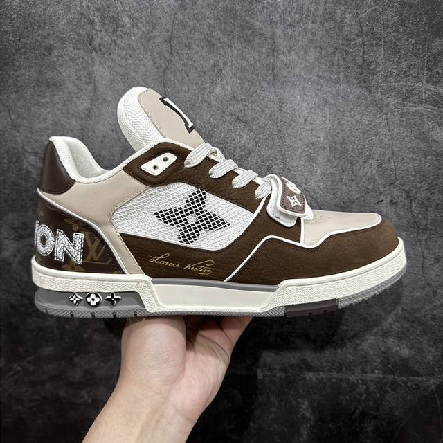 广东纯原版本 黄色礼盒版 Lv路易威登louis Vuitton Trainer Sneaker Low休闲运动文化百搭篮球板鞋 橙色礼盒豪华包装 广东原厂代购