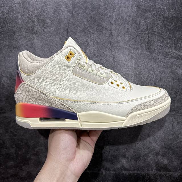 原厂版 J Balvin X Air Jordan Aj3 联名白蓝红 彩虹渐变 Fn0344-901 专业aj大厂出品 品质细节眼见为实 全套原纸板楦头开发