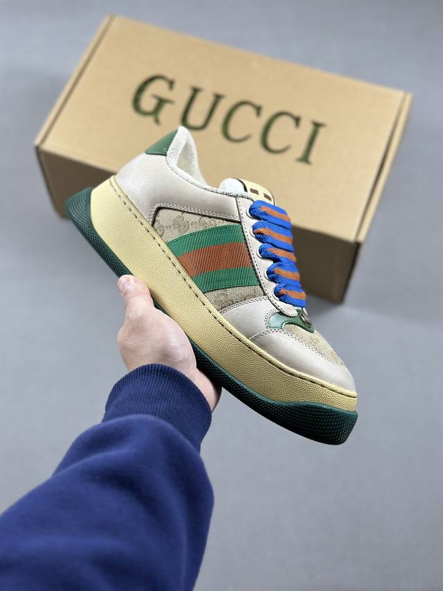 高品出货 Gucci 古驰 Screener 厚底脏脏鞋 厚底增高系列 全新版本出货 正确版型 高端外贸 高端零售专供品质 最新官方绿色手提礼盒 所有皮面均同步