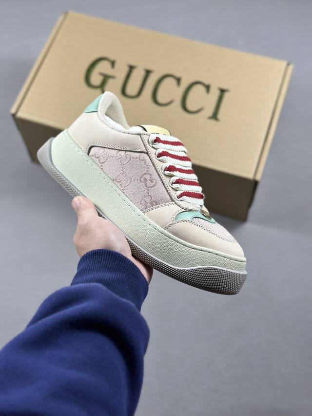 高品出货 Gucci 古驰 Screener 厚底脏脏鞋 厚底增高系列 全新版本出货 正确版型 高端外贸 高端零售专供品质 最新官方绿色手提礼盒 所有皮面均同步