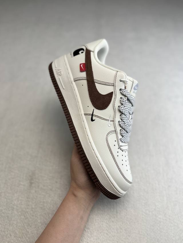 Nike Air Force 1 Low 卡哈特白酒红勾灰底 空军一号低帮运动休闲板鞋 原楦头原纸板 打造纯正空军版型 专注外贸渠道 全掌内置蜂窝气垫 原盒配件