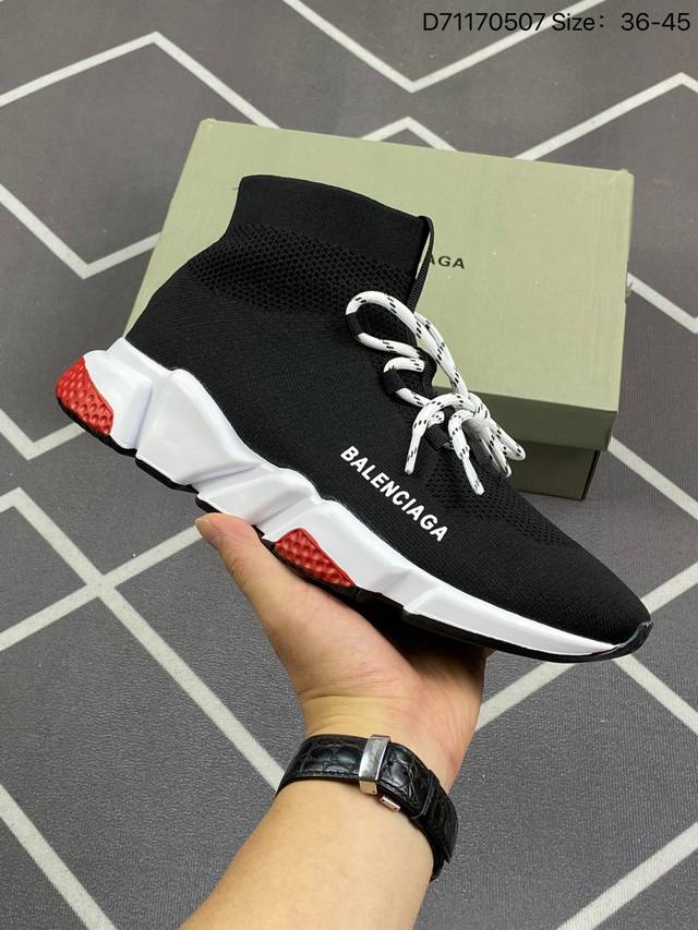 Balenciaga 巴黎世家speed弹力高帮系带运动袜子鞋 D71170507 Size：36-45