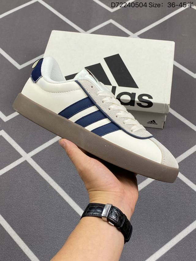 阿迪达斯 Adidas Vl Court 3.0 Shoes 网球运动休闲板鞋 T头鞋 这款adidas经典运动鞋，兼具休闲范和精致感，百搭皆有型。皮革鞋面缀标