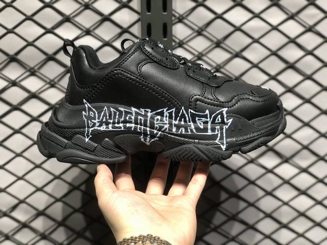 放店370 高奢品牌 巴黎世家balenciaga Triple S Clear Sole Sneaker”Black White Red“时装复古厚底增高百搭