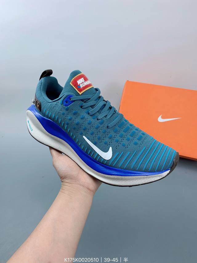 耐克 Nike Reactx Infinity Run 4瑞亚机能风疾速系列越野缓震休闲运动鞋 公路跑步鞋带气垫厚底增高运动鞋。加宽前足设计和加厚泡绵层，有助提