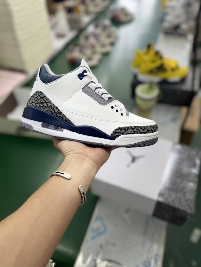 S版性价比头层长期福利 纯原air Jordan 3 Retro Cement Grey Aj3 乔3水泥灰 #整体以白色荔枝皮和打孔皮革，衬托深灰色爆裂纹。加