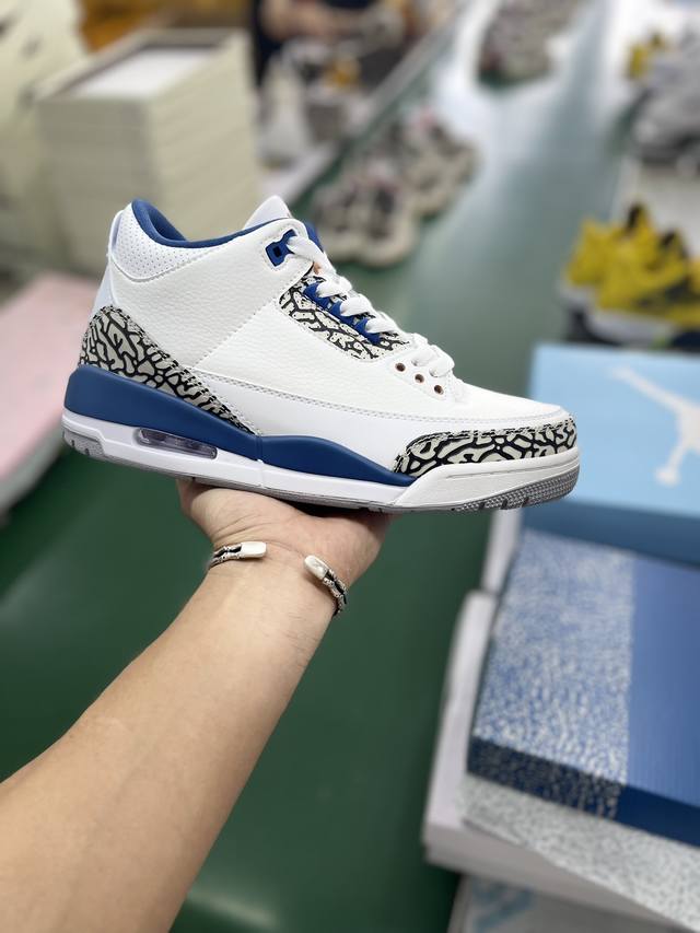 S版性价比头层长期福利 纯原air Jordan 3 Retro Cement Grey Aj3 乔3水泥灰 #整体以白色荔枝皮和打孔皮革，衬托深灰色爆裂纹。加