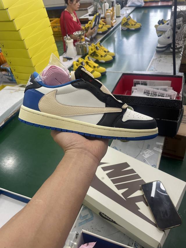 S版头层 --36-46半 真标带半码 Travis Scott X Air Jordan 1 Low Og Ts Sp 低帮 倒勾aj1 乔丹1代 Aj1 乔