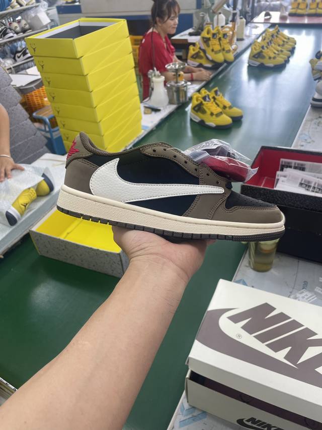 S版头层 --36-46半 真标带半码 Travis Scott X Air Jordan 1 Low Og Ts Sp 低帮 倒勾aj1 乔丹1代 Aj1 乔