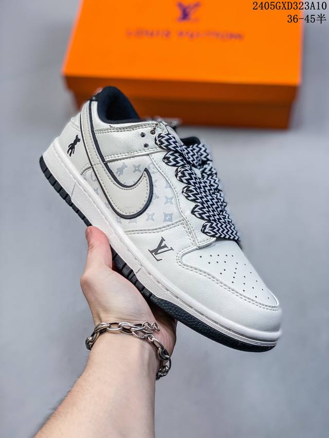 海外爆款限量发售！公司级 Nike Sb Dunk Low“Lv联名 米黑暴力熊” 夜光 周年高端定制 低帮休闲板鞋 定制鞋盒 大厂纯原品质出货 超高清洁度 皮