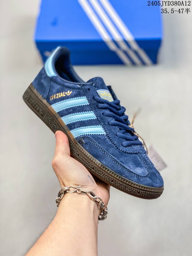 Adidas Originals Handball Spzl 白蓝 货号：Bd7632 尺码：35 36 36.5 37.5 38 38.5 39 40 40.