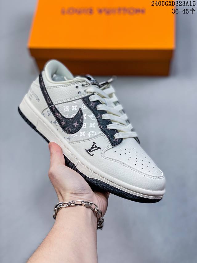 海外爆款限量发售！公司级 Nike Sb Dunk Low“Lv联名--老花米黑勾” 周年高端定制 低帮休闲板鞋 定制鞋盒 大厂纯原品质出货 超高清洁度 皮料切