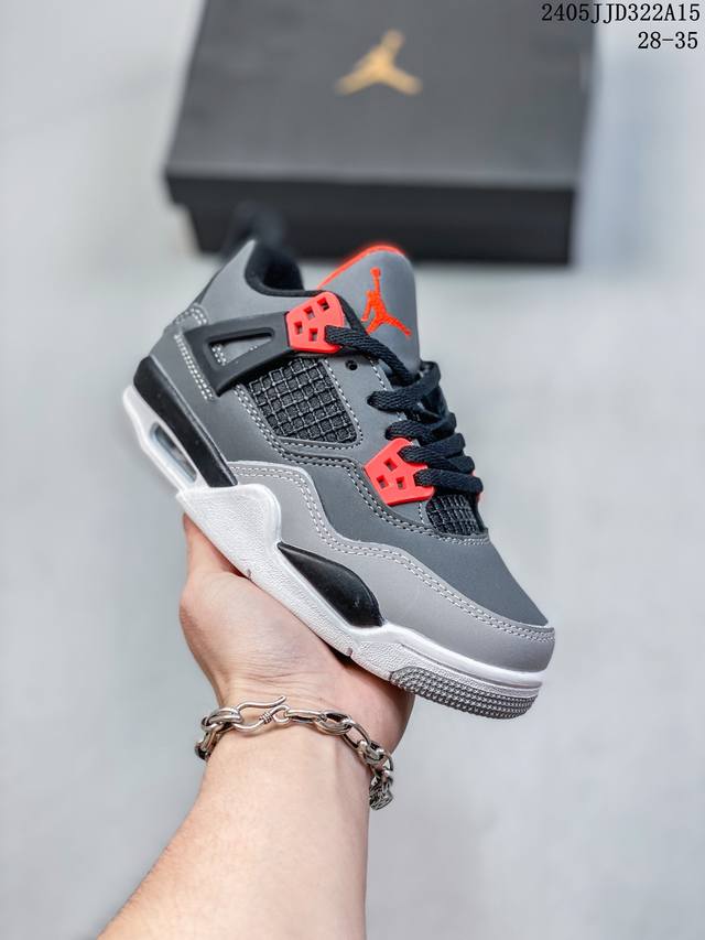 萌娃童鞋！耐克nike Air Jordan 4 “Monsoon Blue” Aj4 乔4 迈克尔 乔丹 Aj4代 中帮复古休闲运动文化篮球鞋。秉承轻量化的速