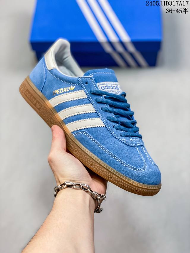 Adidas Originals Handball Spzl 舒适百搭 防滑耐磨 低帮 板鞋男女同款白蓝色 05Jjd317A17