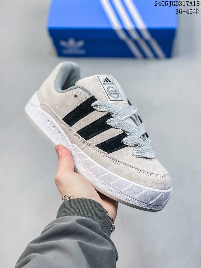 Adidas Originals Adimatic皮革覆盖鲨鱼面包减震防滑耐磨低帮运动休闲鞋男女同款灰色 05Jgd317A18