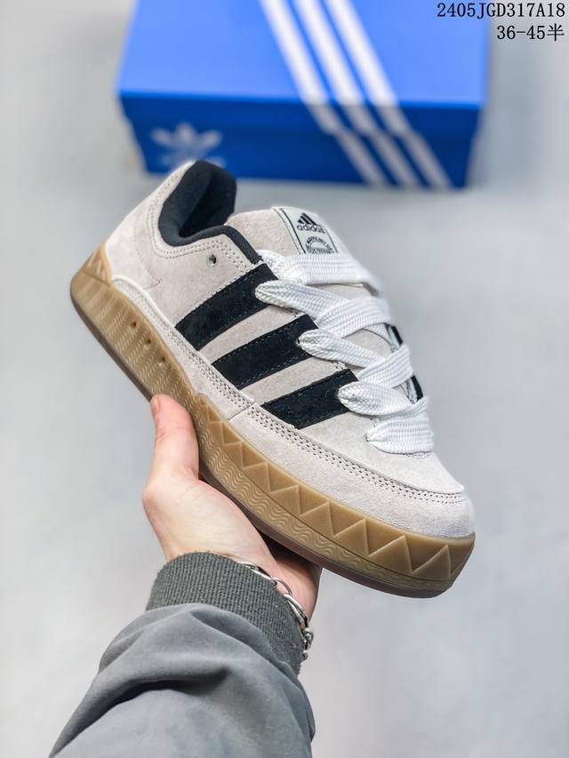 Adidas Originals Adimatic皮革覆盖鲨鱼面包减震防滑耐磨低帮运动休闲鞋男女同款灰色 05Jgd317A18