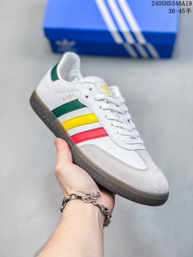 Adidas Samba Og 桑巴德迅板鞋立体samba烫金logo 区别市场一切版本 针车走线 冲孔均为最高标准打造 后跟港宝材料定型 反口弧度完美 Ih3