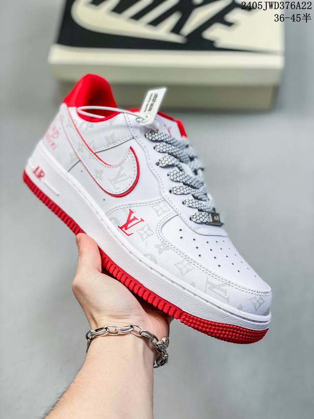 公司级nike Air Force 1 '07 Low “Lv联名--红暗夜精灵”空军一号 低帮 运动鞋 休闲鞋 折边针车 工艺难度大 原楦头原纸板 原装鞋盒